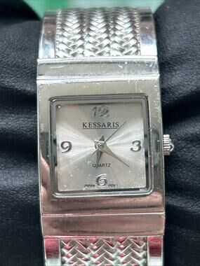 Kessaris Silver Tone Women’s Cuff Watch